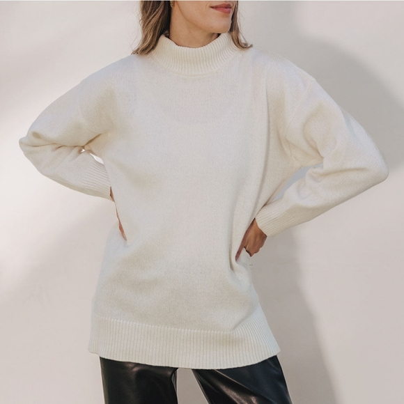 Poppy Barley Retreat Respun Mockneck - Size S in colour Pearl - Picture 3 of 4